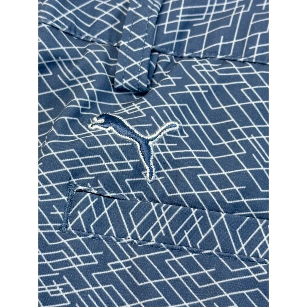 Puma Golf Shorts Navy Blue White Geometric Maze Print Performance Womens 12